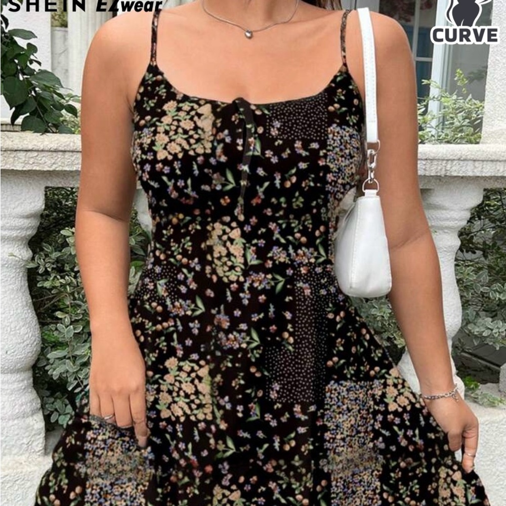 SHEIN Black Floral Women's Dress